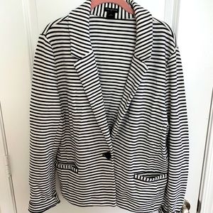 Ann Taylor Unstructured Blazer Black/White Stripe